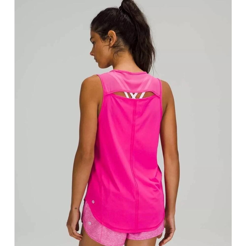 Lululemon Hot Pink Mesh Back Run Tank Top Size 10 Athletic Sleeveless